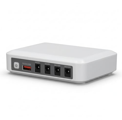 Yanmis Mini UPS, Routeur Alimentation sans Interruption Power d'urgence Compacte pour Routeur, Modem, Caméra de sécurité avec Sortie USB 5V DC 5V 9V 12V (Prise UE)