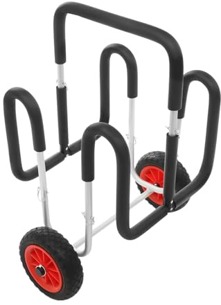 WPORDE Double Up Sup Stand with Airless Wheels, Paddle Board SUP Transport Cart Kayak Dolly, 2 Standing up Surfboards Storage Rack Freestanding Paddleboard Dock