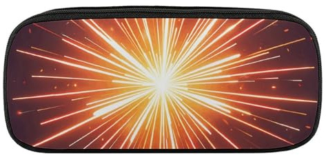 DWVSFJM Pu Leather Pencil Case Explosion Firework 3D Large Capacity Waterproof Makeup Bag Portable Pencil Pouch Multifunction Office Supplies Organizer Small Travel Cosmetic Bag