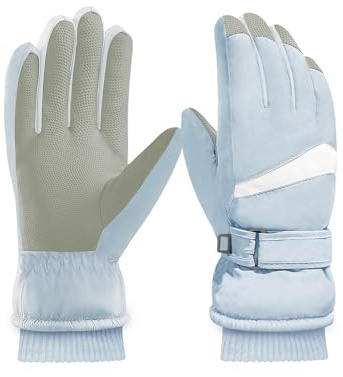 Feelorna Guanti invernali da donna per sci, antivento, termici, touch screen, impermeabili, con superficie in fleece, guanti caldi per sci, ciclismo, sport all'aperto (Blu)