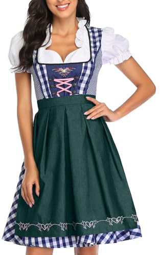 Générique Costume Dirndl Femme Événement - Robe Bavaroise Traditionnelle Style Oktoberfest (Fête de la Bière) - Jupe Évasée, Corsage - Déguisement Festival, Carnaval