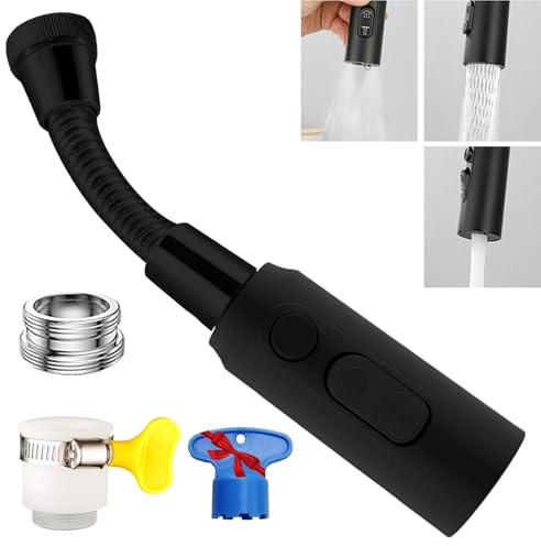 Prolunga Rompigetto Rubinetto Cucina M22 M24, Nero Hose Aeratore Rubinetto, Doccino per Lavandino con 3 Modalità, Girevole Filtro Rubinetto con Tubo, Estensione Aeratori per Rubinetti con Adattatore