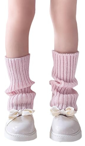 NiceYnn Jambière Enfant Tricotée Elastique Guêtre Danse Rose