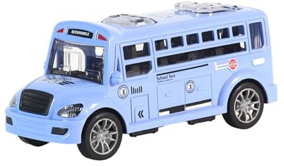 LIXSAZSE Autobús Escolar inercial: una Experiencia de simulación Atractiva con Materiales duraderos, Puertas Que se abren, Regalo Educativo para niños y niñas, Azul, 13 x 5.5 x 6 cm