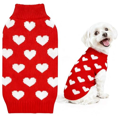 Maglioncino Cane Taglia Media Cuore San Valentino Maglioncino per Cani Caldo Maglione Cane Taglia Media Maglione Gatto Rosso Vestiti per Cani Rosso L