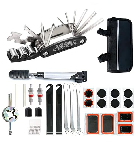 24Pcs Bike Tool Kit, Multifunction Bike Tools & Equipment, Puncture Repair Tools for Road & Mountain Bikes, Cycling Gifts