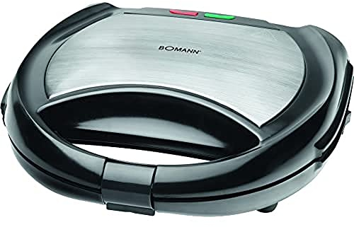 Bomann Multigrill, Edelstahl Kontaktgrill abnehmbare Platten für Grill Platten, Sandwichmaker, Waffeleisen belgische Waffel, Toaster 4 Scheiben mit Wechselplatten perfekt als Camping Grill
