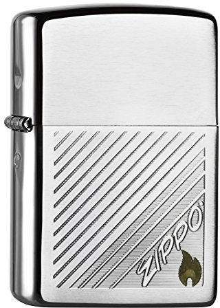 ZIPPO - zippo Logo - Brushed Chrome - Essence Briquet Coupe-Vent, Rechargeable, dans Une boîte Cadeau de Haute qualité