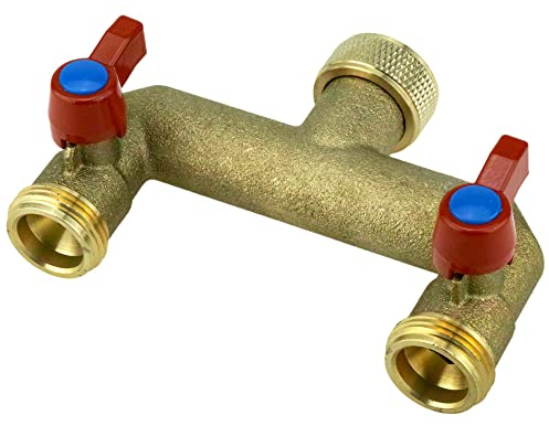 2-Wege Verteiler Wasseranschluß 3/4IG - 2x3/4AG Anschluss von 2 Geräten 2-fach Ventile