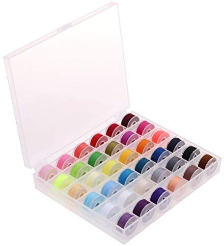 Fire-to-Fire 36Pcs Sewing Machine Bobbin Threads with Storage Case Box