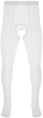CHICTRY Genomskinliga strumpbyxor för män med öppet steg/bulge pouch elastisk ouvert-byxor långa underbyxor strumpbyxor, Vit A, En Storlek