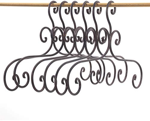 6 Vintage KLEIDERBÜGEL Amelie | Metall, antik-braun, 41x24cm (BxH) | Kleiderhaken Set im Shabby Design