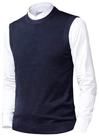KTWOLEN Herr Slim Fit Stickad V-ringad Ärmlös Väst Klassisk Affärsstickade Jumprar Gilet Tröja Tank Top