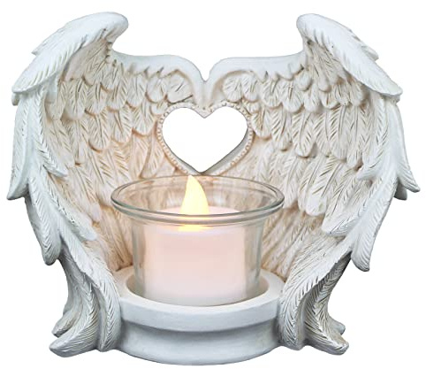 Norrclp Angel Wings Tealight Candle Holders, Prayer Candle Holder Memorial Gifts Angel Wings Home Decor (LED Tea Light and Cup Included) FD08859417