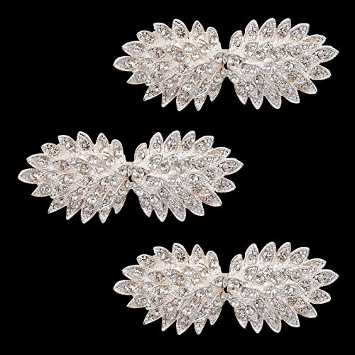 CRAFFANCY Cierre de capa, 3 pares de clips plateados con diamantes de imitación vintage, ganchos para coser y ojos, clips de cárdigan para ropa, suéter, chal