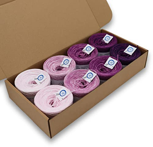 Farbverlaufsgarn, Wunderkiste 3-fädig 2.000m, (8 X 250m) 400g, BOBBEL Farbverlaufsgarn zum Stricken und Häkeln, Garn, Wolle, Yarn for knitting and crocheting (WU0060)