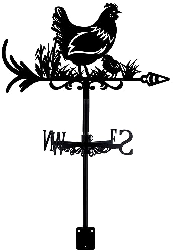 SUPERDANT Henne Gras Metall Wetterfahne Tiere Schmiedeeisen Windfahne Dach Garten Richtungsschild Outdoor Bauernhaus Dekoration Hohler Windrichtungsanzeiger