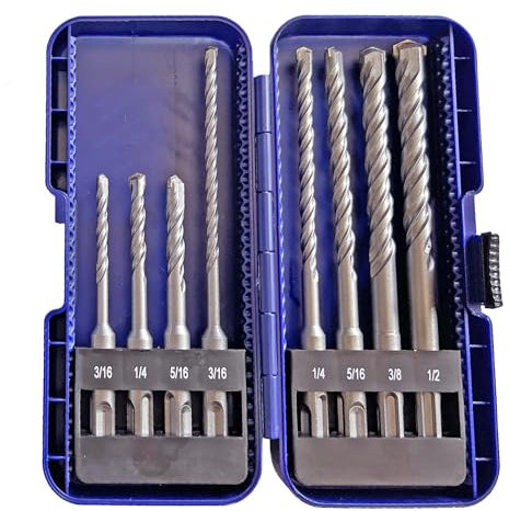 SDS Plus - Juego de 8 brocas para mampostería para taladrar hormigón, piedra, ladrillos y rocas