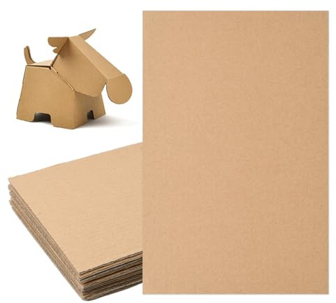 Volumoon Brown A4 Corrugated Cardboard Sheets, 3mm Thick, 10 Pack, Biodegradable & Recyclable, Ideal for Mailing, DIY Crafts, Packaging