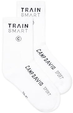 Camp David Herren Tennissocken mit Intarsia-Logo, 2er-Pack Opticwhite 43-46