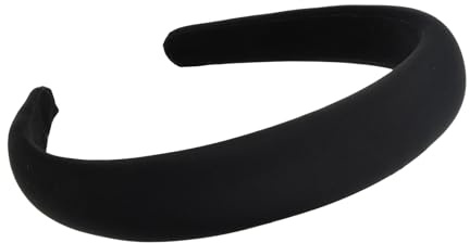 Tinta Unita Versatile Cerchietto Capelli Donna, Largo Raso Cerchietti per Capelli Donna, Flessibile Fascia Capelli Donna per Gonna (nero, taglia unica)