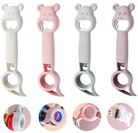 4 in 1 Multi Function Bottle Opener,4 Pcs Bottle Openers Beer Openers Universal Classic Beer Opener 4 in 1 Beer Bottle Opener for Jelly Jars, Beer Bottle, Cans, Tins