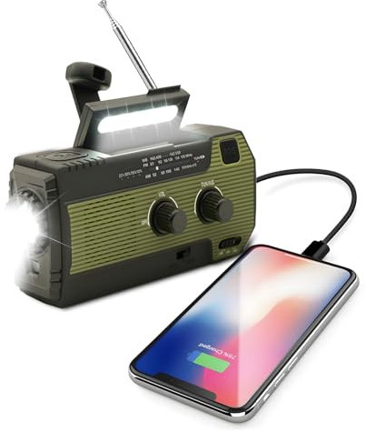 Notfall-Solar Radio,Solarbaby Selbstbetriebenes Kurbelradio mit LED-Taschenlampe, SOS-Alarm,AM/FM Wetter Wind Up Radio mit 4000mAh Akku für Notladung von Smartphone