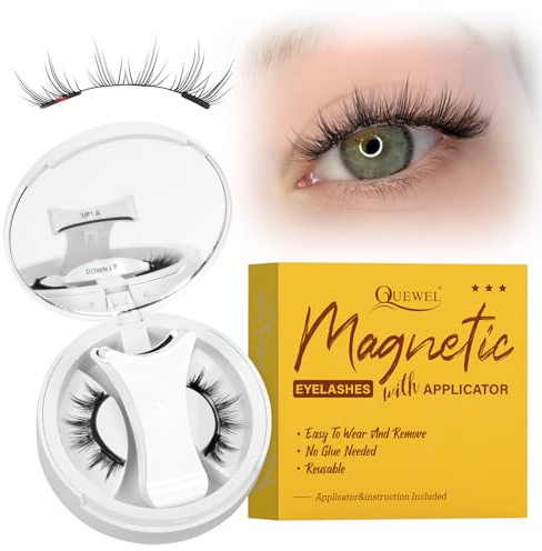 Faux Cils Magnetique, mise à niveau 2 faux cils magnétiques plus confortables à porter, Cils magnétiques QUEWEL avec applicateur, faciles à porter et à retirer (NZH-I)