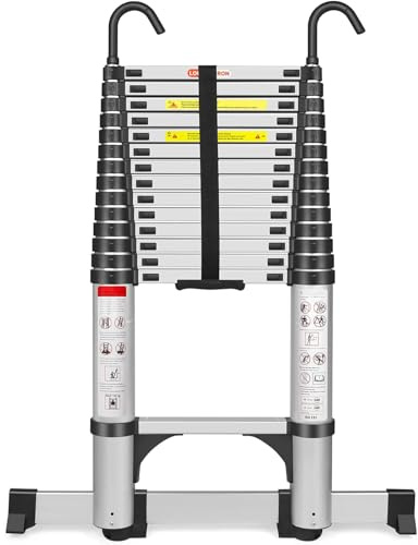 Échelle télescopique en Aluminium de 4,4 m - Échelle Pliante avec stabilisateur - Antidérapante - en qualité supérieure - Multifonction