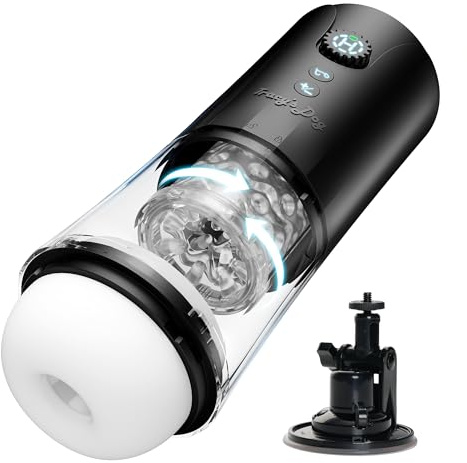 Tracy's Dog Automatic Male Masturbator, Male Sex Toy with 5 Thrusting & Rotating & Vibration Modes, Hands Free Sex Toys for Men with Infinite Speed Regulation, LCD Display & Suction Base Penis Pump