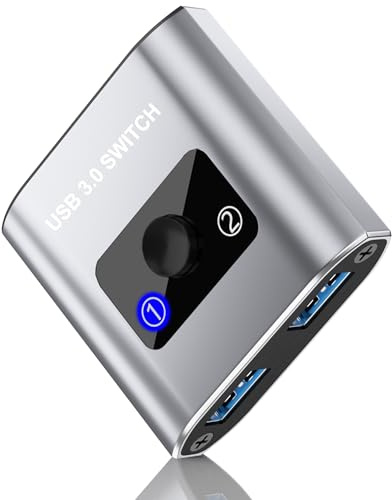 Sélecteur de commutateur USB 3.0 bi-directionnel 1 en 2 sortes/2 en 1 sortie, partage de périphériques USB entre 2 ordinateurs pour imprimante, clavier, scanner, souris Compatible Mac / Win / Linux