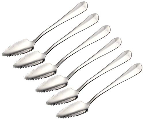 Cucharas de pomelo de acero inoxidable, cuchara dentada de pomelo, adecuadas para frutas cítricas, kiwi, ensaladas y postres, juego de 6