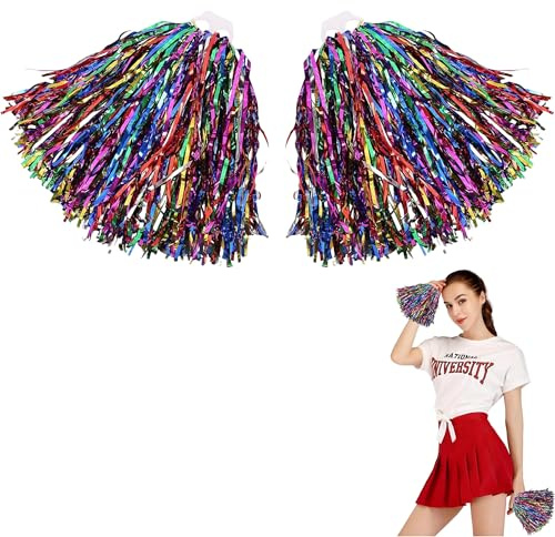 Gwezmxs Pom Poms Cheerleading, Cheerleader Pompoms with Handles, Cheering Squad Hand Flower for Sports, Parties, Celebrations