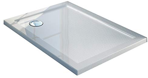 Idralite Plato de Ducha 70x120x4cm Rectangular Acrílico Borde Realzado Blanco Brillante Mod. Flower