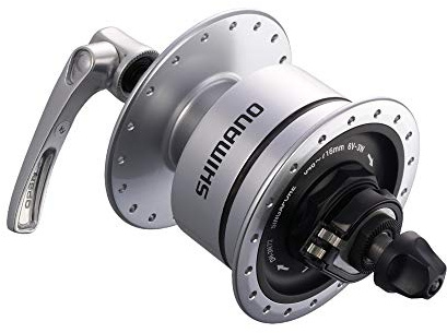 SHIMANO Nexus DH3N72A Nabendynamo BR/QR für Vorderrad, 36 Löcher, silberfarben