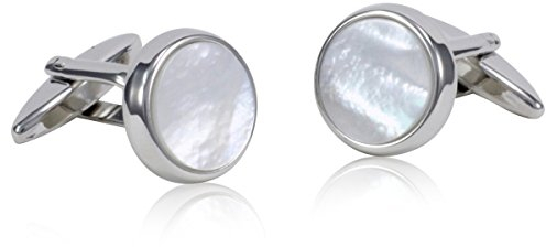 LINDENMANN Klassik G.CHABROLLE Manschettenknöpfe, silberfarben mit Perlmutt, Geschenketui, 334