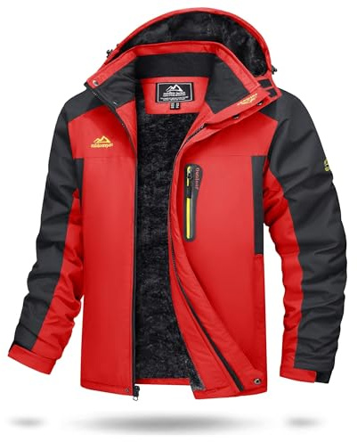 TACVASEN Herren Wasserdicht Winter Skijacke Warme Snowboardjacke Outdoorjacke Gefüttert Winterjacke (M, Rot)