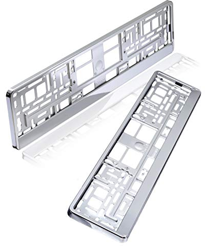 baytronic Kennzeichenhalter Silber Chrom 2er Set