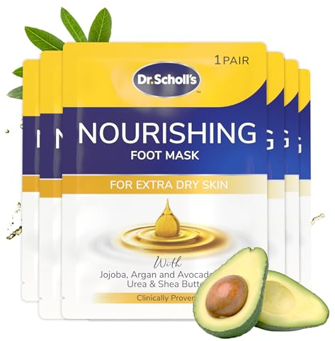 Dr. Scholl’s Intensely Nourishing Foot Moisturiser Mask for Extra Dry Skin - Soft & Smooth Feet in Only 20 Minutes, Triple Oil Blend with Avocado, Argan and Jojoba, Easy to Use, Non-Greasy, Pack of 6