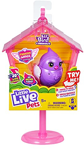Little Live Pets - Lil' Bird & Bird House: Pretty Posh | Linkable Bird Houses, New Moving Bird Heads with 20 + Sounds, and Reacts to Touch