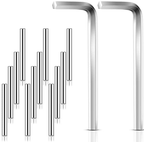 Zhehao Door Closing Hinge Pin Spring Loaded Spring Hinge Tension Pin Replacement Kit Includes 12 Stainless Steel Shelf Pins and 2 Pieces Hex Wrenches, Metal Dowel Pegs for Self Closing Door Hinges