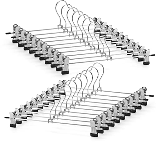 Hosenaufhänger,GUANJUNE 20er-Pack Rockaufhänger mit Verstellbaren Rutschfesten Clips Hosenaufhänger,Platzsparende Metallaufhänger für Mantel Kleidungsstück Jeans,30cm Lange Kleiderbügel(20er Pack)