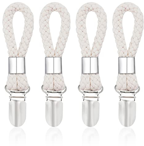 MoonSing Pinces à Serviette, Clips Porte-Torchon avec Boucles, Attache Torchon Cuisine Pince à Suspendre pour Serviette de Plage our Armoires Salle de Bain Maison Balcon, 4 Pièces