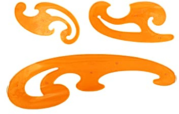 Set di 3 righelli curvi francesi, a forma di nuvole di disegno tecnico stencil per disegno e cucito