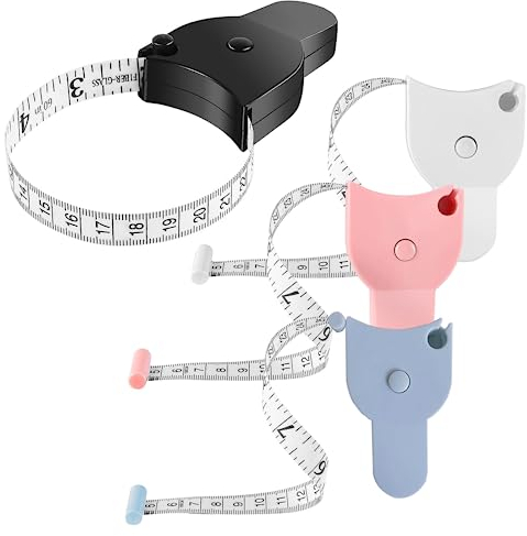 Ergonomisches Körpermaßband, 4 Stück Schneidermaßband Maßband Körper Umfangmaßband Einziehbares Massband Nähen Taillenmaßband Körpermaße Meterband für Fitness Basteln