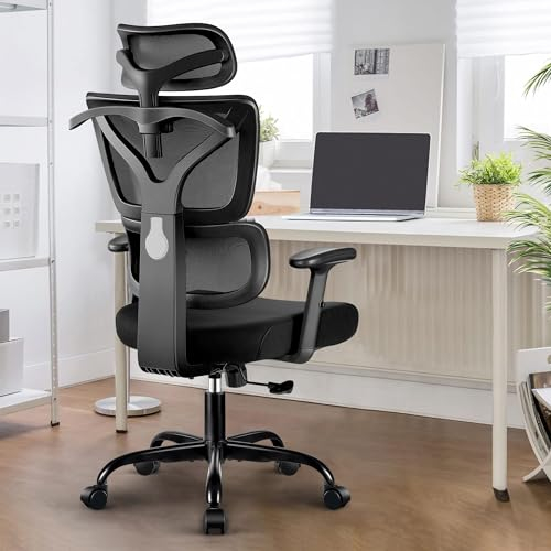 DoChair Bürostuhl Stretch Mesh Rückenlehne ergonomisch Schreibtischstuhl Verstellbarer Kopfstütze und Höhe Gaming Stuhl mit Aufhänger, Hellblau