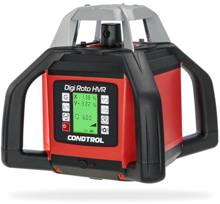 CONDTROL - Láser Rotativo Rojo DIGI ROTO HVR - Alcance con Célula 600 m - Haz Rojo y Punto de Plomada Bajo - Incluye Accesorios - Garantía de 2+1 años