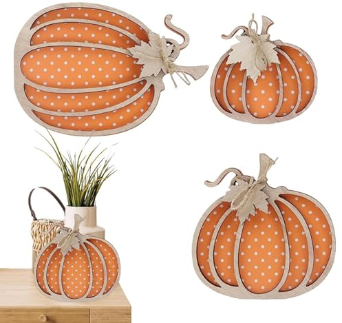 Whnbuij Decoración de Calabaza de Madera otoñal, decoración de Calabaza de otoño para el hogar, 3 Calabazas de sintética Surtidas para el hogar, césped, jardín, Patio, Interior y Exterior