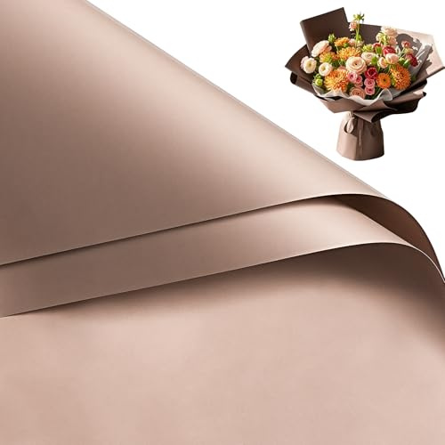 RUSPEPA 20 feuilles de papier cadeau imperméable pour bouquets de fleurs, emballage pour fournitures de fleuriste, pour anniversaires, fêtes, mariages et loisirs créatifs - Marron