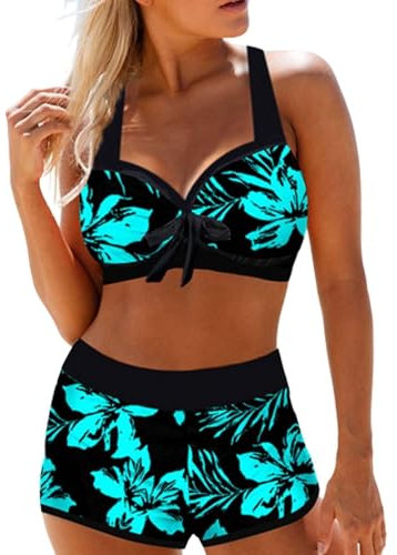 Bikini Damen Set Zweiteilig Sexy Badeanzug Ties-Up Bademode Große Größen Badeanzüge Bikinis für Frauen Mädchen Badebekleidung Bandeau (DE/NL/SE/PL, Alphanumerisch, 3XL, Regular, Regular, Grün)